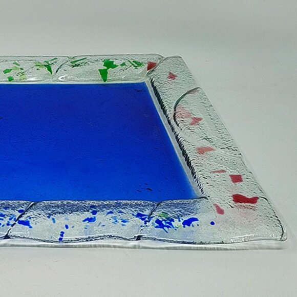 1970s Astonishing Blue Tray By Albatros in Murano Glass. Made in Italy - Picture 8 of 8